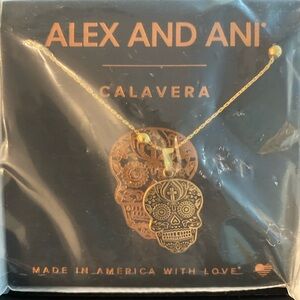 Alex and Ani Gold Plated Sterling Silver Calavera Pendant Necklace